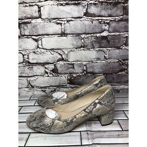 Cole Haan Grand Os Gray Metallic Leather Snake Print Heels Women’s Sz 8B US/39EU